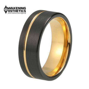 Jewelry - Black & Yellow Gold Tungsten Ring