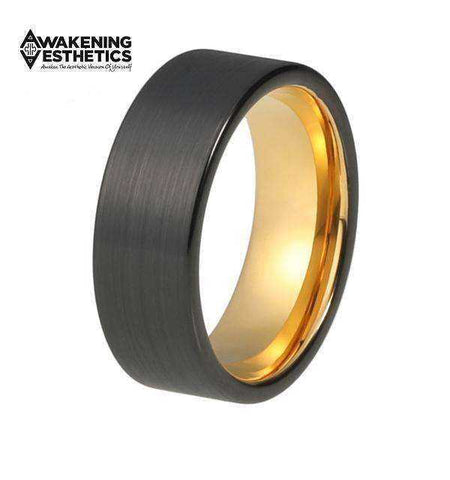Image of Jewelry - Black & Yellow Gold Tungsten Ring