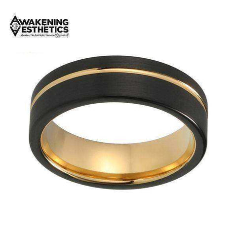 Image of Jewelry - Black & Yellow Gold Tungsten Ring