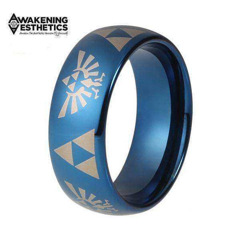 Image of Jewelry - Blue Plated Legend Of Zelda Tungsten Carbide Ring