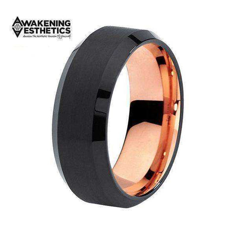 Image of Jewelry - Brushed Black Beveled Edges Tungsten Ring
