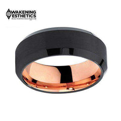 Jewelry - Brushed Black Beveled Edges Tungsten Ring