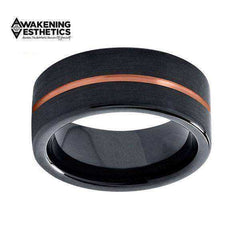 Jewelry - Center Line Black Plated Rose Gold Tungsten Ring