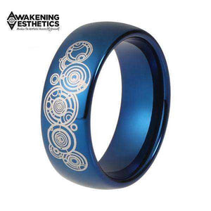 Jewelry - Doctor Engraved Blue Tungsten Carbide Ring