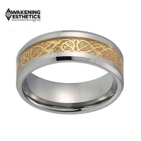 Image of Jewelry - Gold Celtic Dragon Tungsten Carbide Ring
