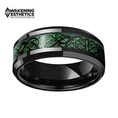 Jewelry - Green Carbon Fiber Black Dragon Inlay Tungsten Carbide Ring