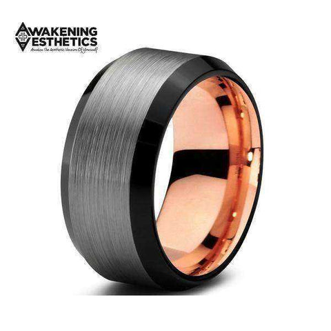 Image of Jewelry - Silver Brushed & Black Tungsten Ring