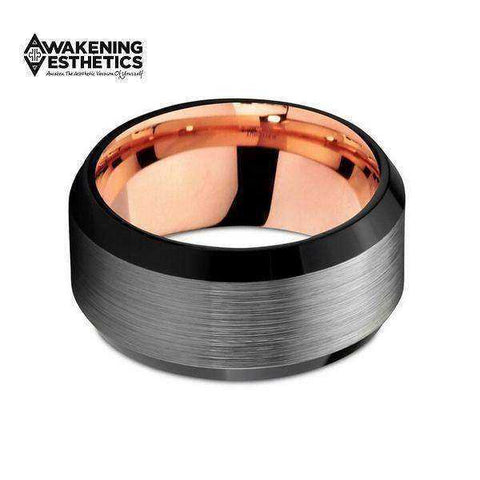 Image of Jewelry - Silver Brushed & Black Tungsten Ring