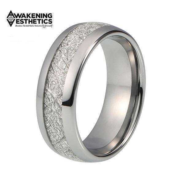 Jewelry - Silver Meteorite Tungsten Carbide Ring