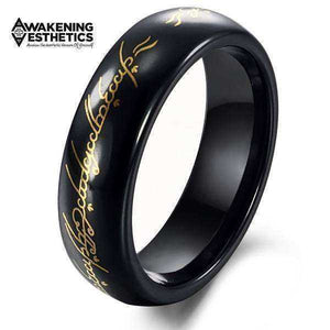 Jewelry - Tungsten Black & Gold Lord Of Ring Mens Ring Size 6 - 10