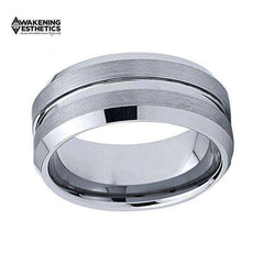 Jewelry - Tungsten Carbide Rings Matte Finish Beveled Grooved Wedding Bands Size 4 To 15