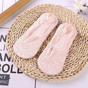 1/2 Pairs Women Girls Lace Flower Short Socks Anti-skid Invisible Ankle Sock Slippers