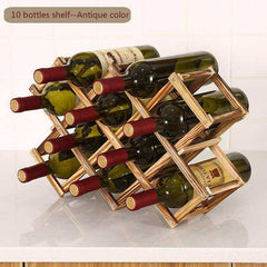 Folding Wooden Wine Bottle Rack Holder Display Shelf