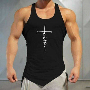 Gym Tank Top Men Letter Printing Faith Shirt