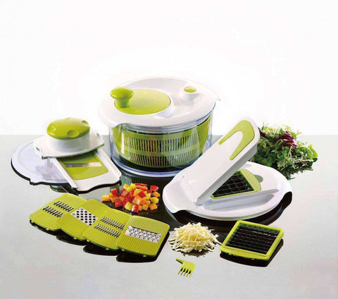 Image of Salad Spinner Maker Set with 7 Interchangeable Stainless Steel Blades