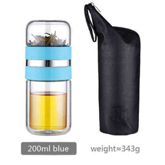 Portable Double Wall Glass Bottle Tea Infuser Tumbler