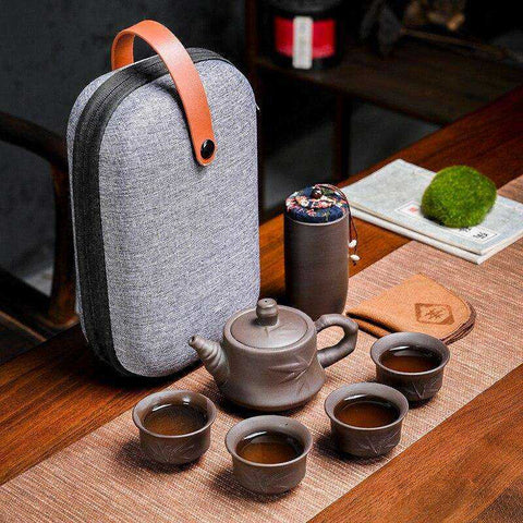 Image of Purple Clay Kung Fu Teapot Cup Travel Set