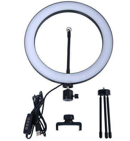 Image of LED Selfie Ring Light Dimmable Camera Phone Ring Lamp With Tripod