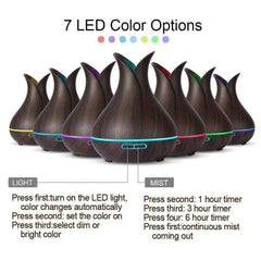 LED Wooden Grain Petal Essential Oil Diffuser