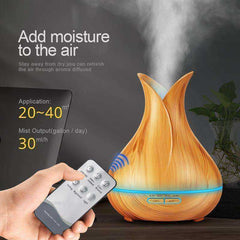 LED Wooden Grain Petal Essential Oil Diffuser