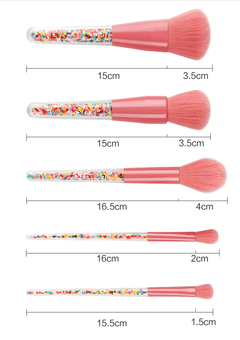 5pcs Lollipop Candy Unicorn Crystal Makeup Brushes Set