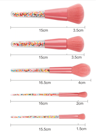 Image of 5pcs Lollipop Candy Unicorn Crystal Makeup Brushes Set