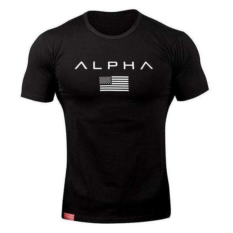 Sports Fitness Fashion Letter Printing Men's Short Sleeve T-shirt