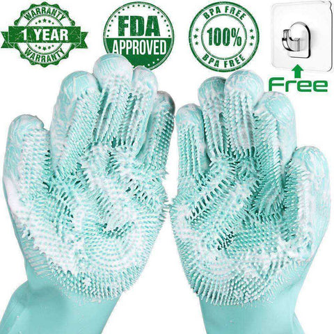Image of Magic Silicone Dishwashing Sponge Rubber Scrub Gloves