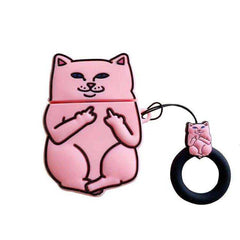 Cartoon Cat Finger Ring 3D Despise AirPods Case