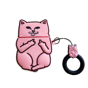 Cartoon Cat Finger Ring 3D Despise AirPods Case