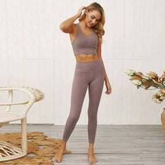 Seamless Sports Set Push Up Sleeveless Tank Tops and Leggings Set