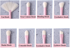 14pcs Pink Green Gradient Makeup Brushes Set
