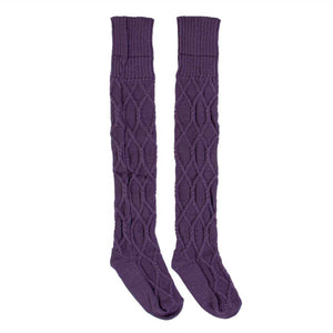 Sexy Women's Purple White Knit Winter Stockings