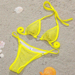 Sexy Micro Diamond Thong Bikini Swimsuit Set
