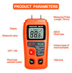 Two Pins Wood Moisture Meter Hygrometer Timber Damp Detector