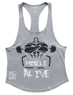 MUSCLE ALIVE Fitness Tank Top Men Bodybuilding Sleeveless