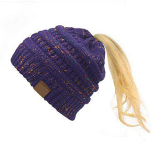 Women Warm Knitted Ponytail Beanies