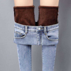 Women Warm Jean Pants