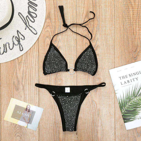 Image of Sexy Micro Diamond Thong Bikini Swimsuit Set