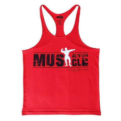 Image of Muscle Alive Bodybuilding Tank Top Men's Cotton Muscle Shirt