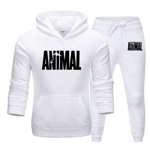 Image of Men's Autumn Winter Animal Print Sweatshirt Tops Pants Sets/Hoodies+Pants