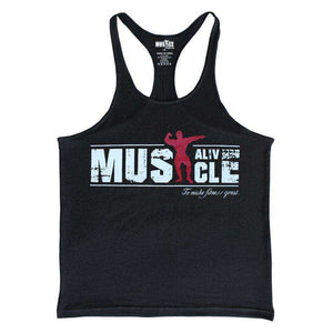 Muscle Alive Bodybuilding Tank Top Men's Cotton Muscle Shirt