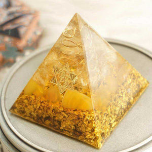 The Lucky Citrine Awakening Orgonite Crystal Pyramid