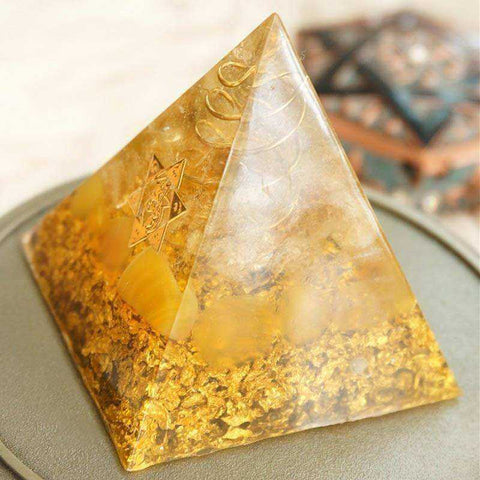 Image of The Lucky Citrine Awakening Orgonite Crystal Pyramid