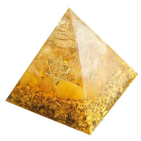 Image of The Lucky Citrine Awakening Orgonite Crystal Pyramid