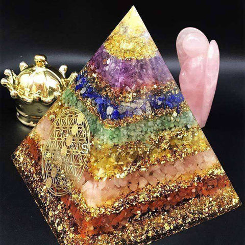 Image of 7 Chakra Healing Crystal Awakening Orgonite Pyramid