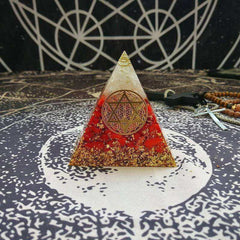 Life Energy Red Coral Stone Muladhara Chakra Energy Crystal Awakening Orgonite Pyramid