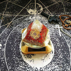 Life Energy Red Coral Stone Muladhara Chakra Energy Crystal Awakening Orgonite Pyramid