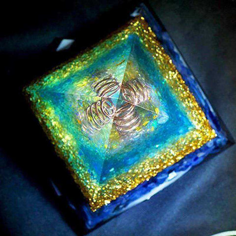 Image of Blue Transparent Awakening Orgonite Pyramid 11cm
