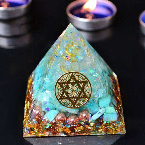Image of Blue AURA Awakening Orgonite Crystal Pyramid